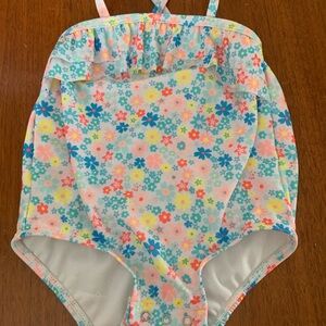 🍓3/$10 George Pink and Blue One Piece Swimsuit with Floral Design